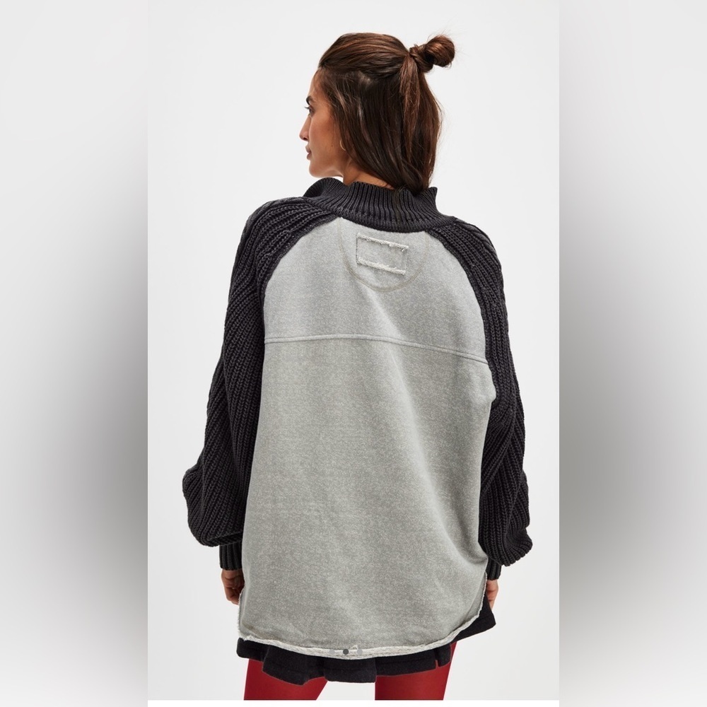 NWOT Free People S We the Free Marco Polo Pullover in Gray Black New $148 - Picture 2 of 5